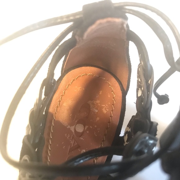 Coach Signature Black Link Lace-up Heel Sandals - Picture 3 of 9